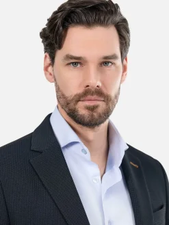 Italy Stretch Poly Light Indigo Colbert