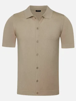 James Full Button-Down Beige Polo