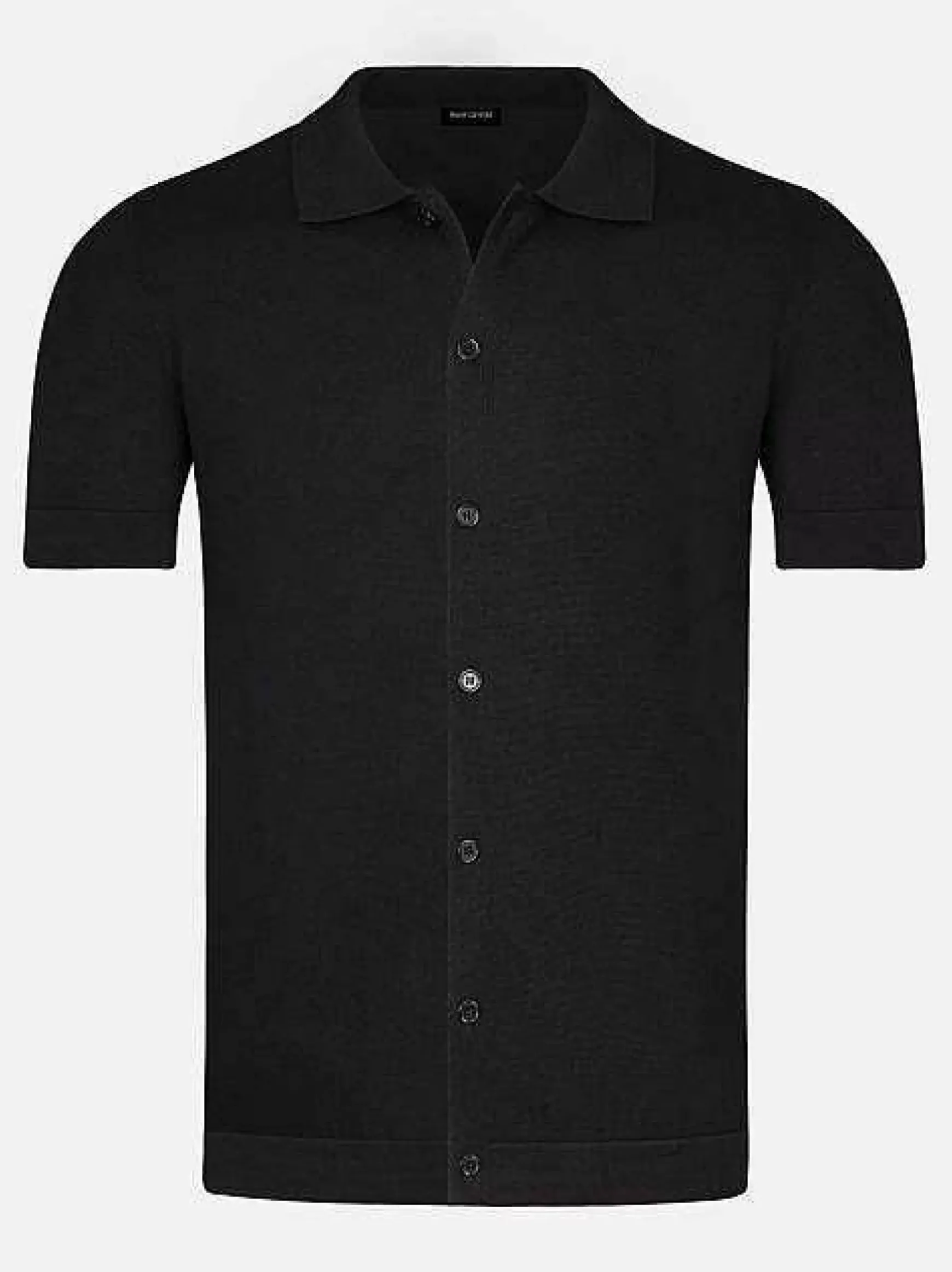 James Full Button-Down Black Polo