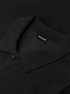 James Full Button-Down Black Polo