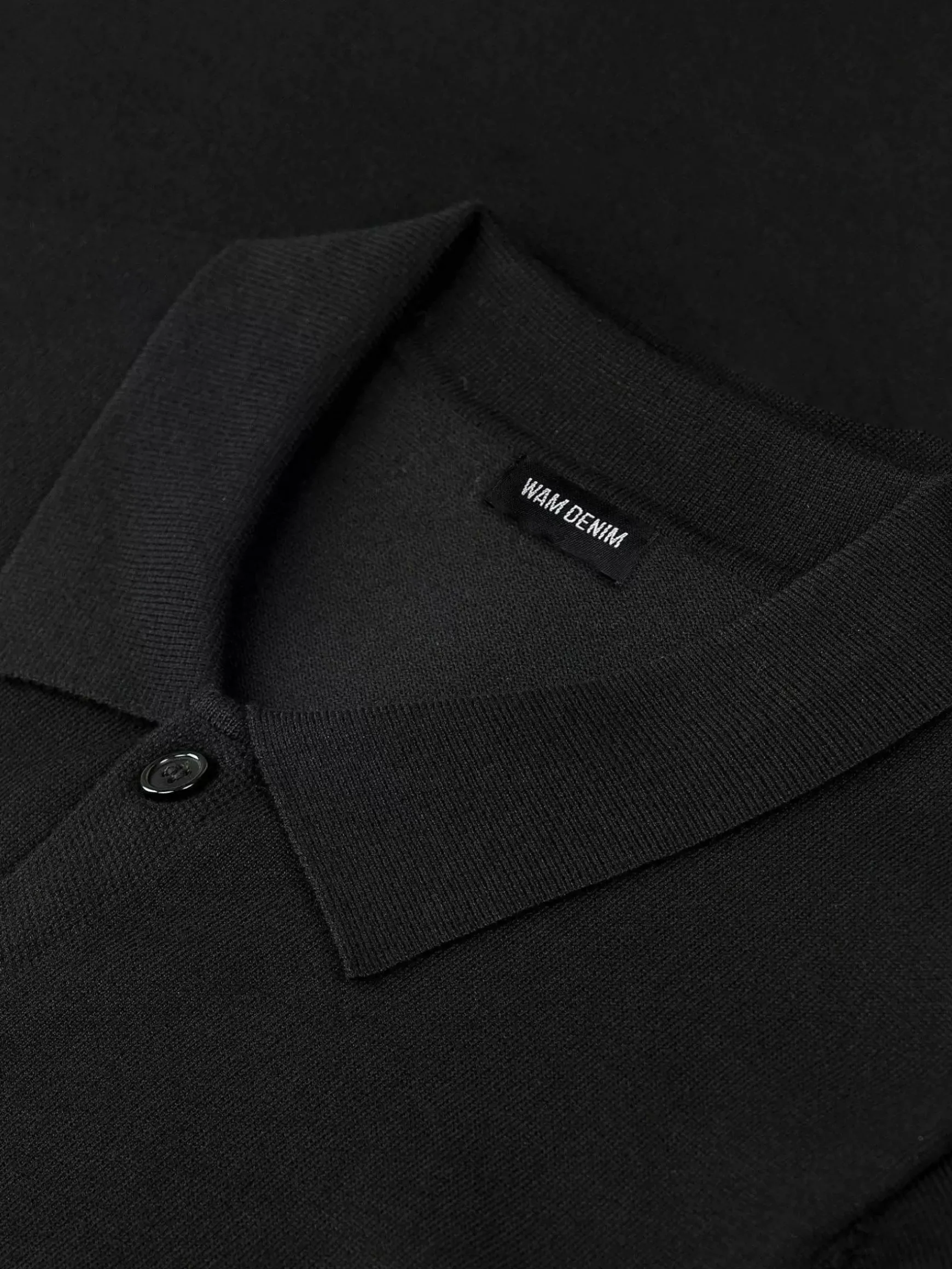 James Full Button-Down Black Polo