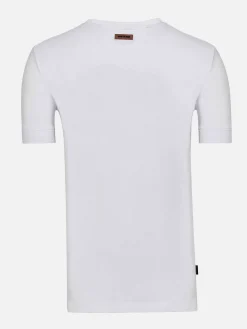 Korfual Casual V-Neck Button T-Shirt White