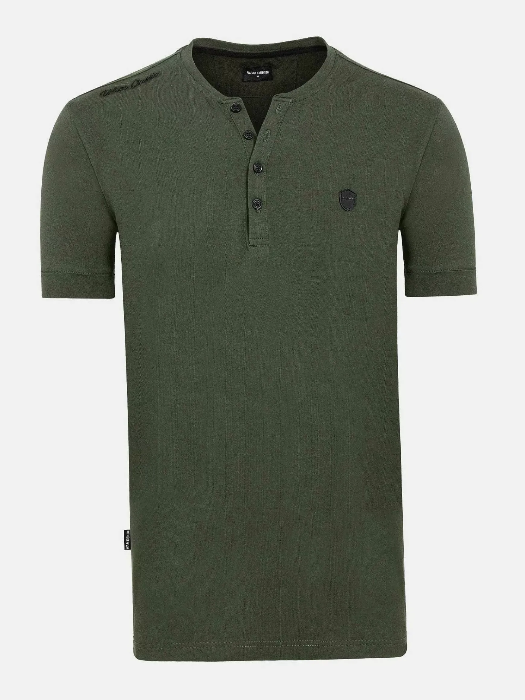 Korfual Casual V-Neck Button T-Shirt Khaki