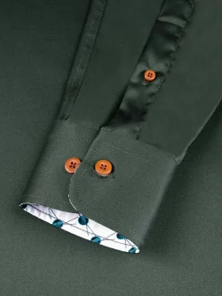 Lance Solid Dark Green Overhemd Lange Mouw