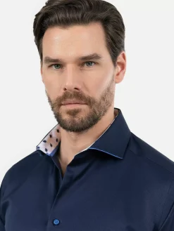 Lance Solid Navy Overhemd Lange Mouw