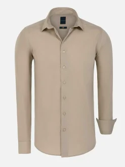 Leira Solid Beige Overhemd Lange Mouw
