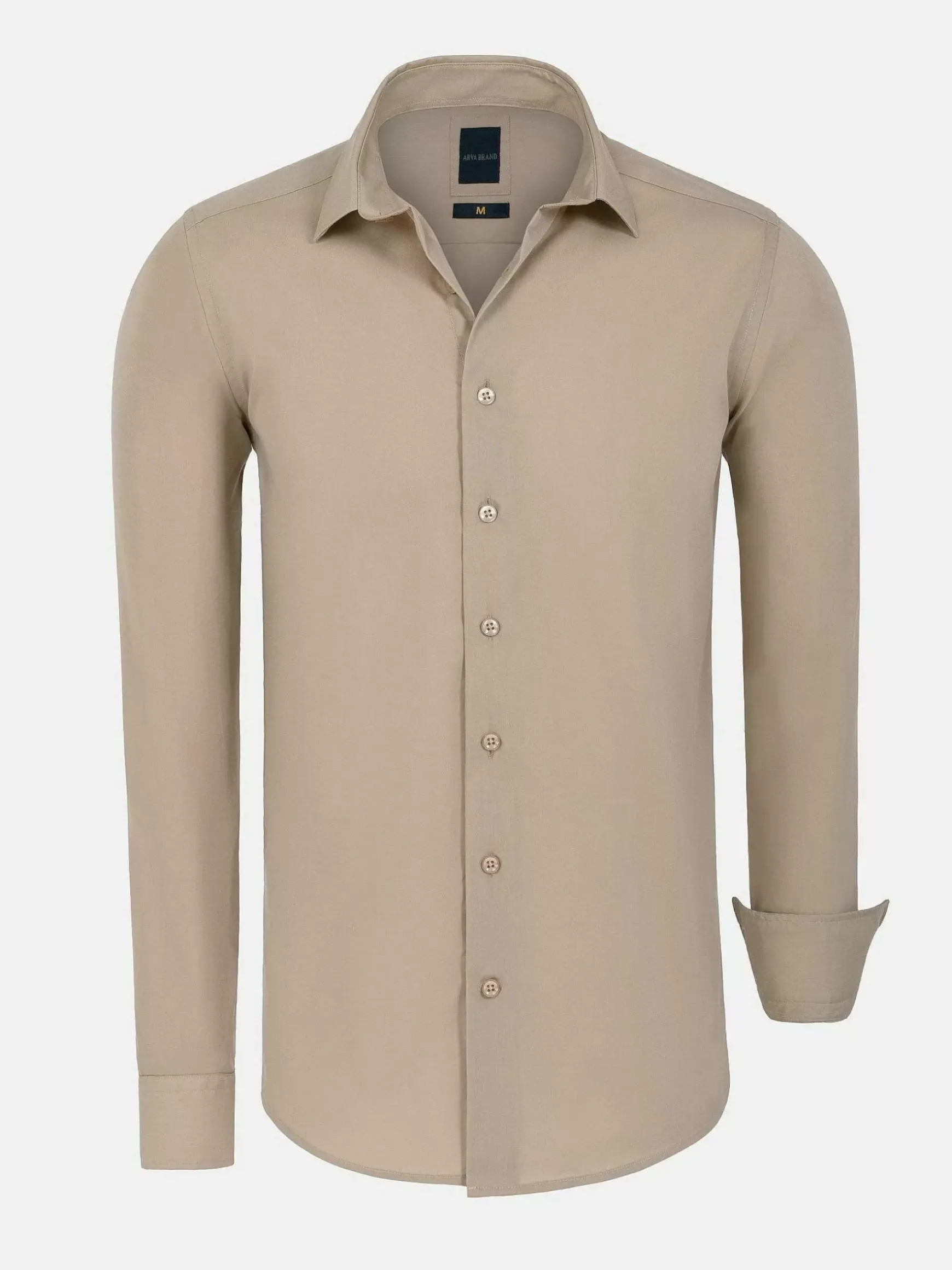 Leira Solid Beige Overhemd Lange Mouw