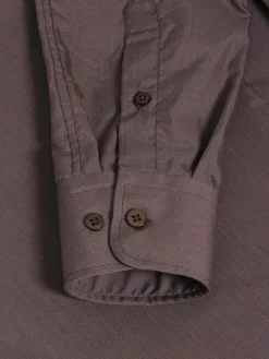 Leira Solid Brown Overhemd Lange Mouw