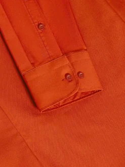 Leira Solid Dark Orange Overhemd Lange Mouw