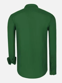 Leira Solid Green Overhemd Lange Mouw