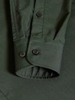 Leira Solid Khaki Overhemd Lange Mouw