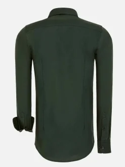 Leira Solid Khaki Overhemd Lange Mouw