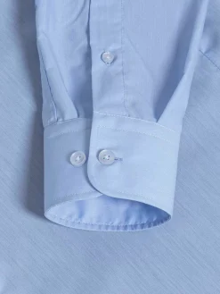 Leira Solid Light Blue Overhemd Lange Mouw