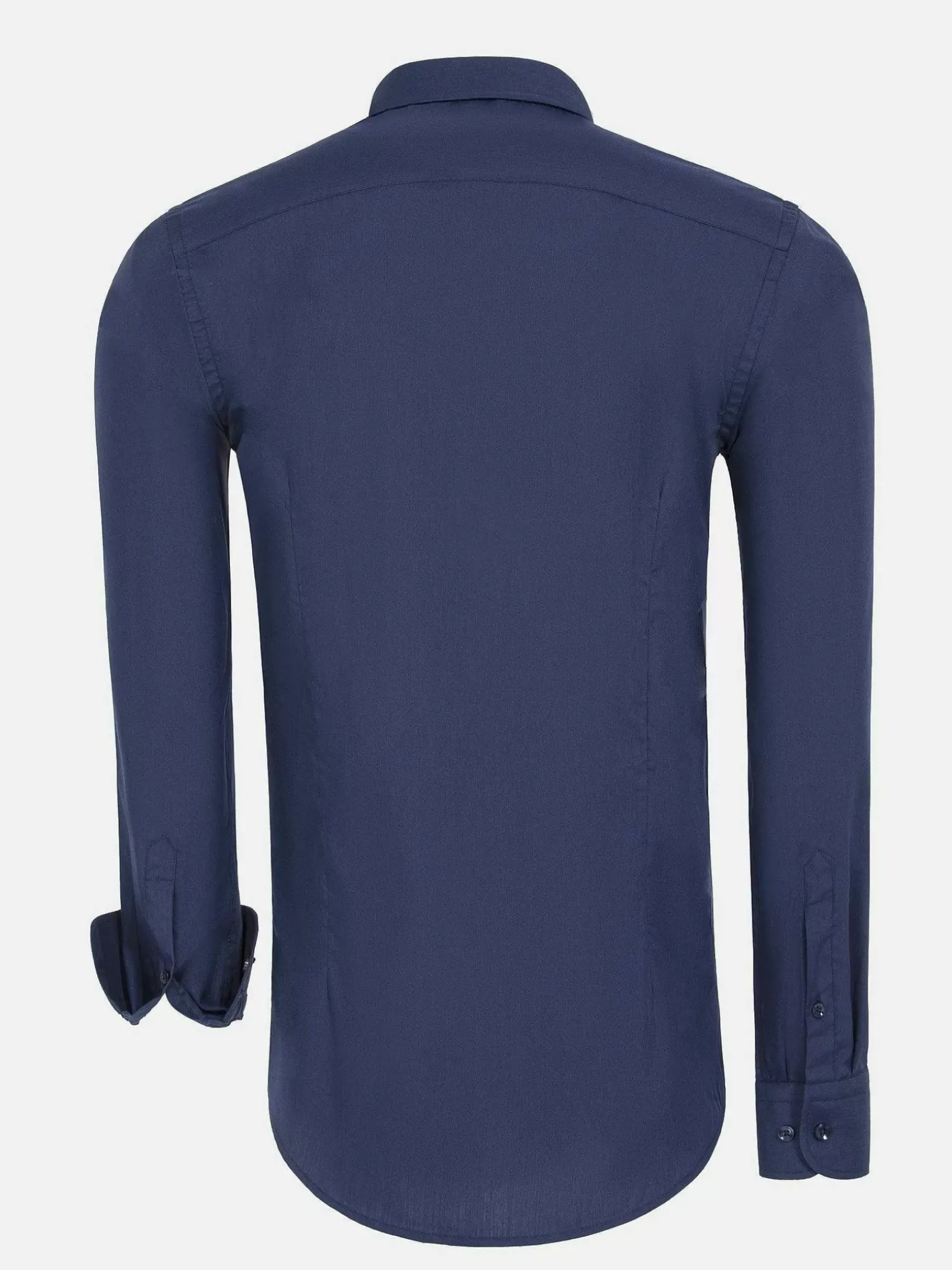 Leira Solid Navy Overhemd Lange Mouw