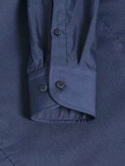 Leira Solid Navy Overhemd Lange Mouw
