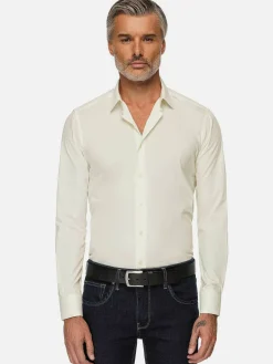 Leira Solid Off White Overhemd Lange Mouw