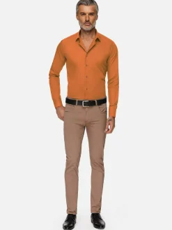 Leira Solid Orange Overhemd Lange Mouw
