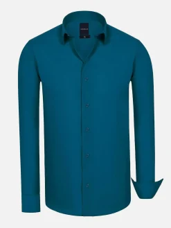 Leira Solid Petrol Overhemd Lange Mouw
