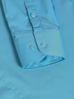 Leira Solid Turquoise Overhemd Lange Mouw