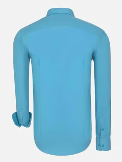 Leira Solid Turquoise Overhemd Lange Mouw