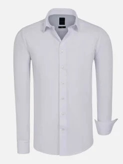 Leira Solid White Overhemd Lange Mouw