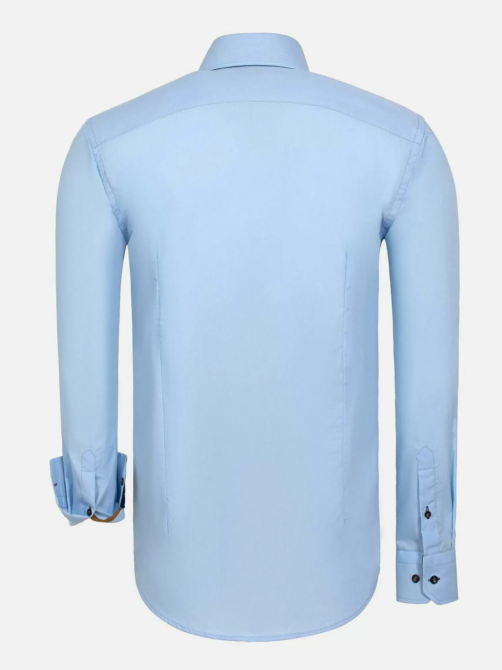 Metz Solid Blue Overhemd Lange Mouw