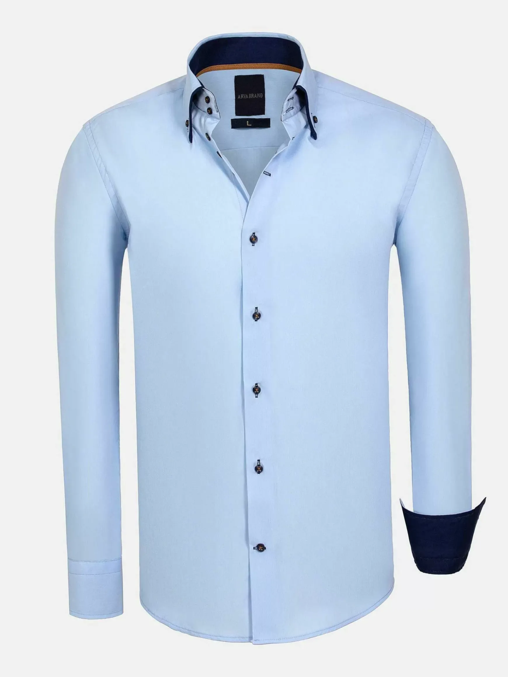 Metz Solid Blue Overhemd Lange Mouw