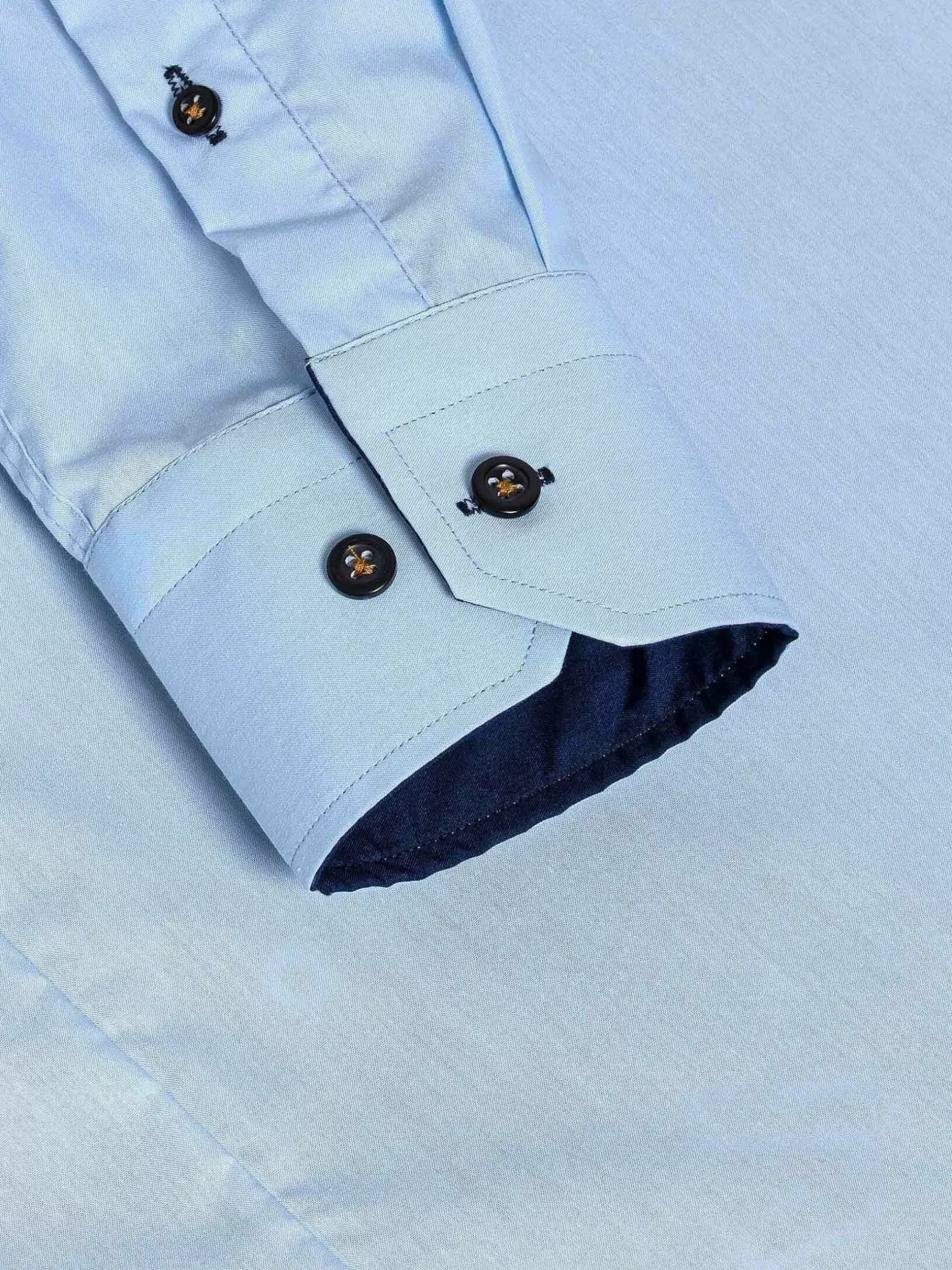 Metz Solid Blue Overhemd Lange Mouw