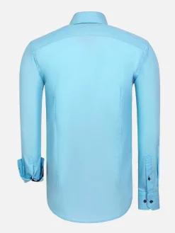 Metz Solid Turquoise Overhemd Lange Mouw