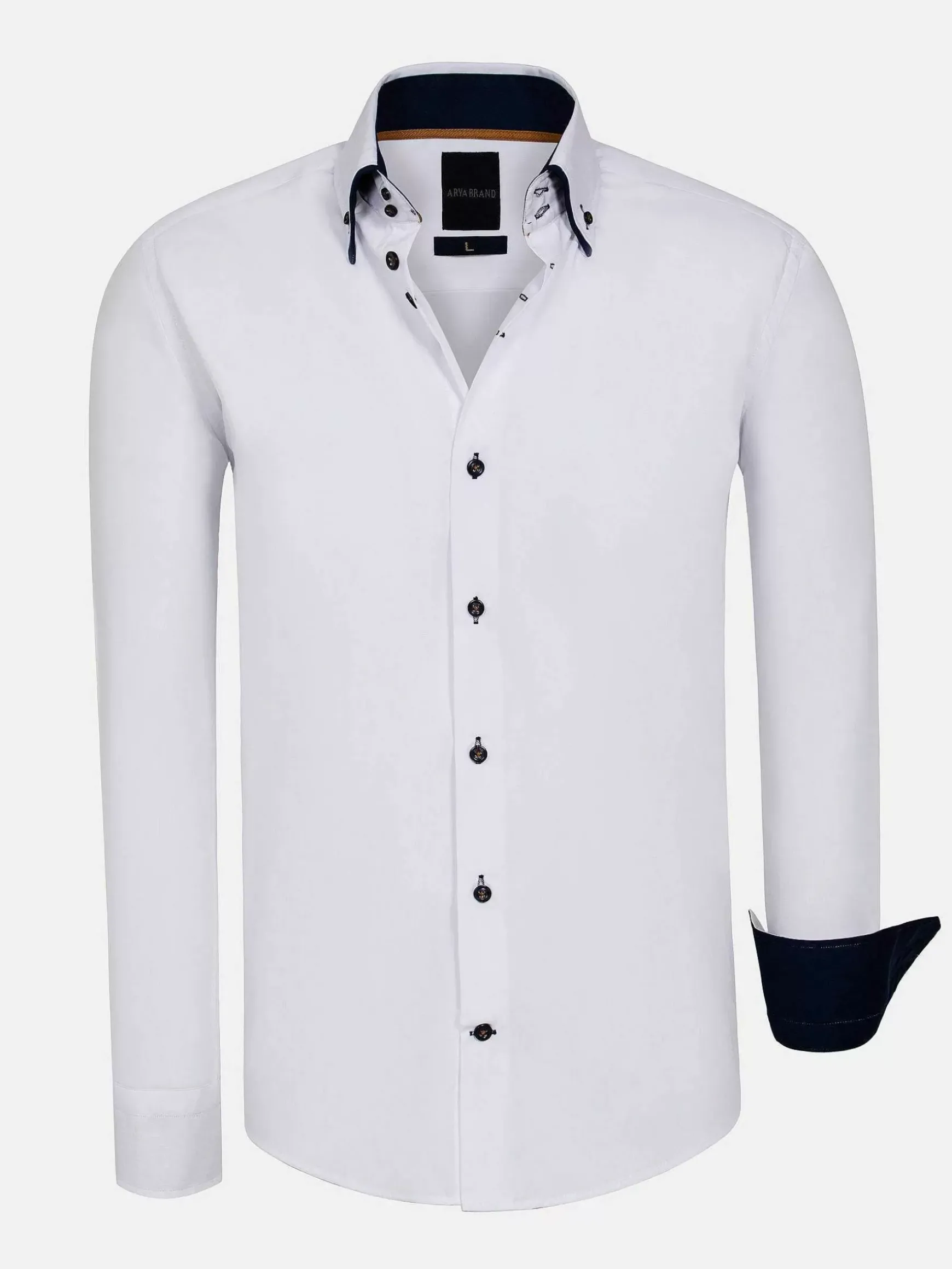 Metz Solid White Overhemd Lange Mouw