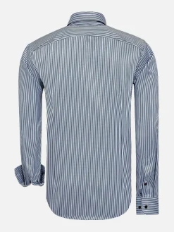 Nancy Anthracite Striped Overhemd Lange Mouw