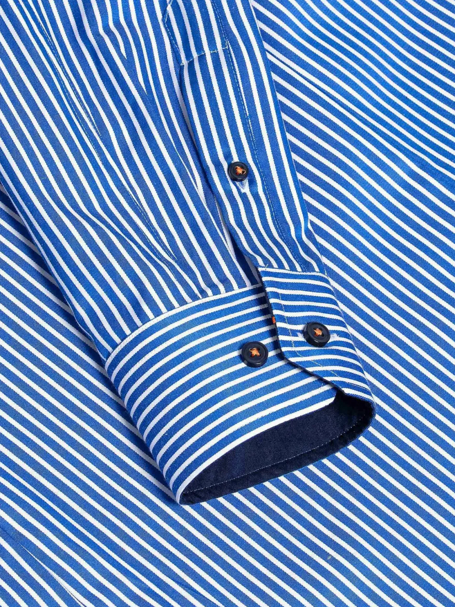 Nancy Royal Blue Striped Overhemd Lange Mouw