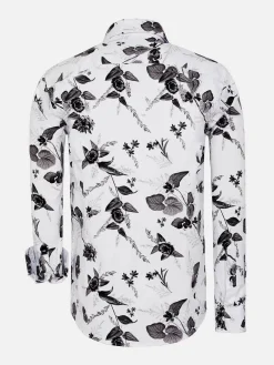 Oasis White Floral Print Overhemd Lange Mouw