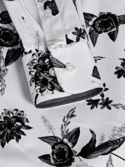 Oasis White Floral Print Overhemd Lange Mouw