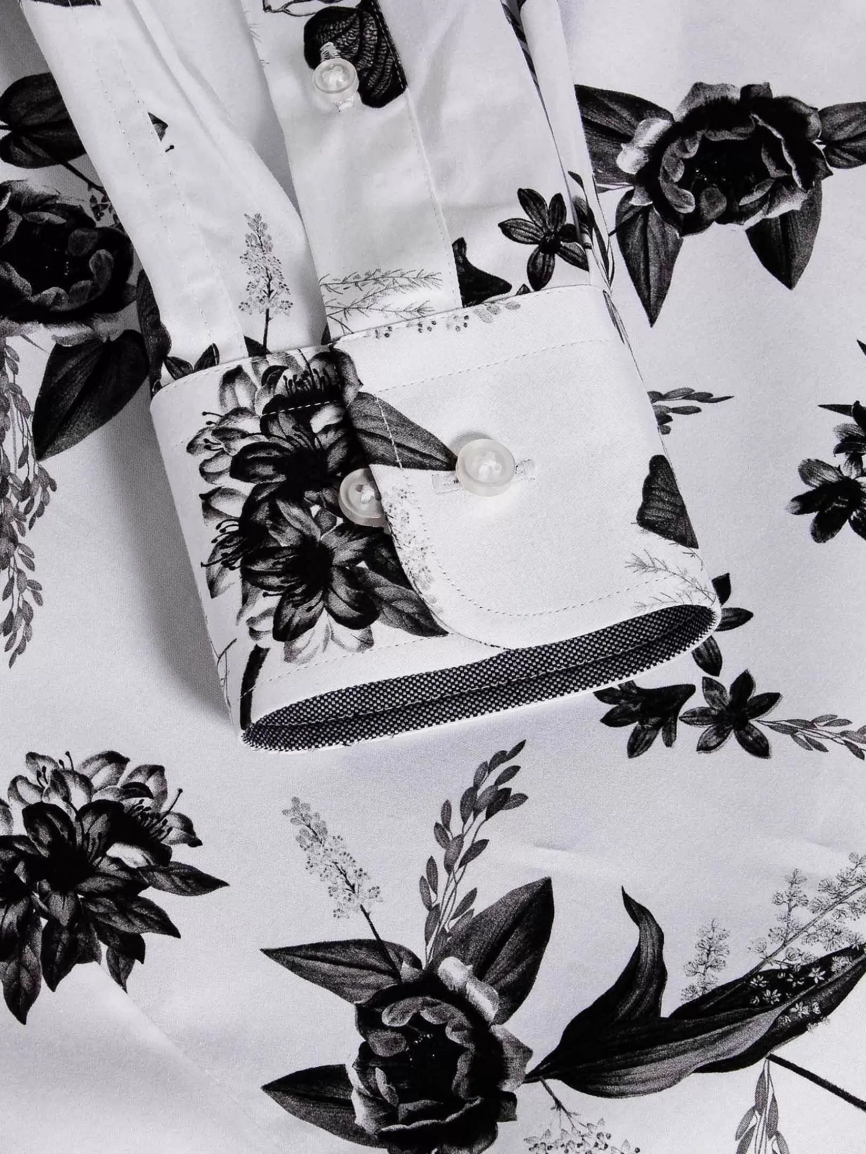 Oasis White Floral Print Overhemd Lange Mouw