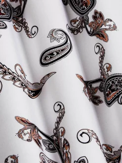 Paisley White Floral Print Overhemd Lange Mouw