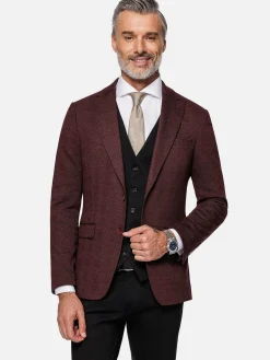 Red Wood Wide Lapel Dark Red Black Suit Colbert