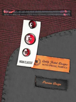 Red Wood Wide Lapel Dark Red Black Suit Colbert