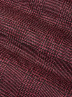 Red Wood Wide Lapel Dark Red Black Suit Colbert