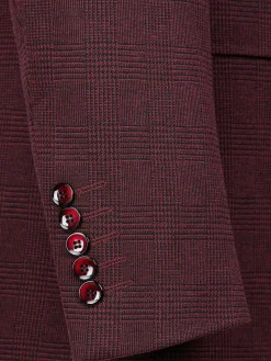 Red Wood Wide Lapel Dark Red Black Suit Colbert