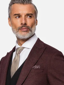 Red Wood Wide Lapel Dark Red Black Suit Colbert