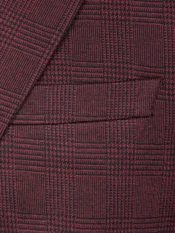 Red Wood Wide Lapel Dark Red Black Suit Colbert