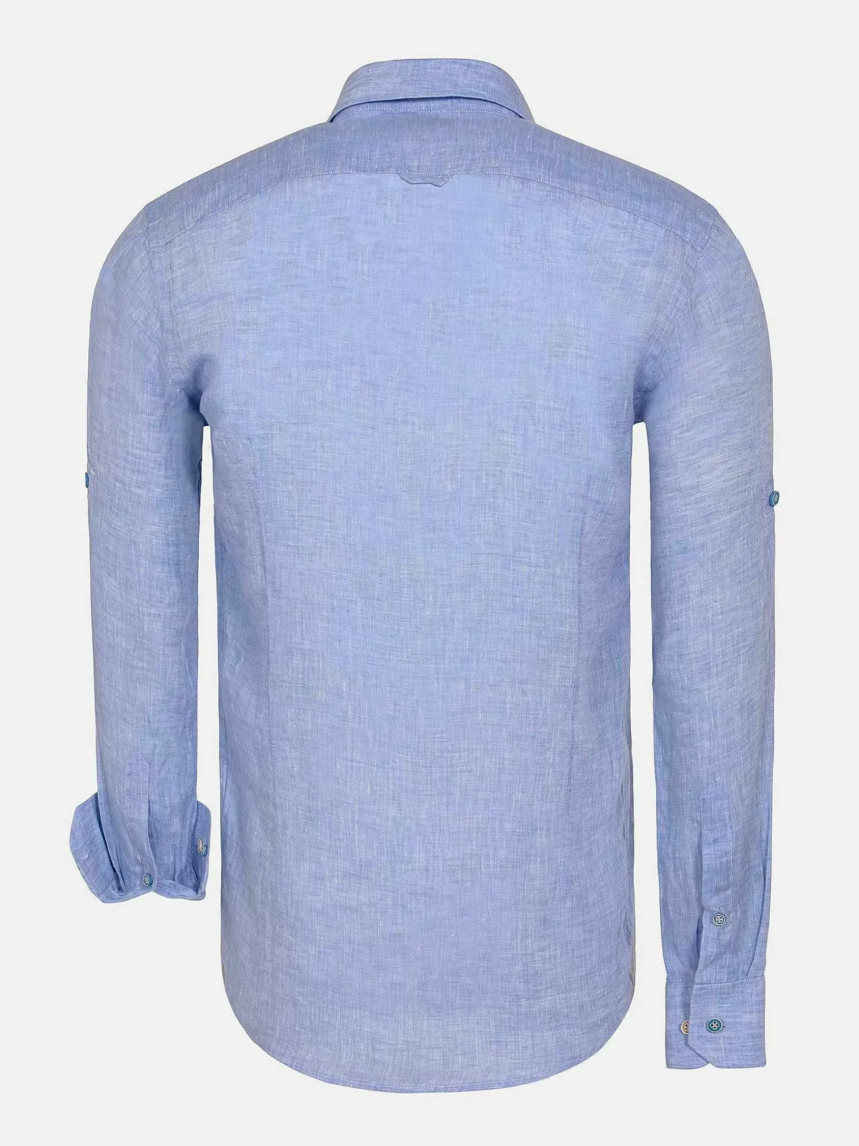 Redention Linen Blue Overhemd Lange Mouw