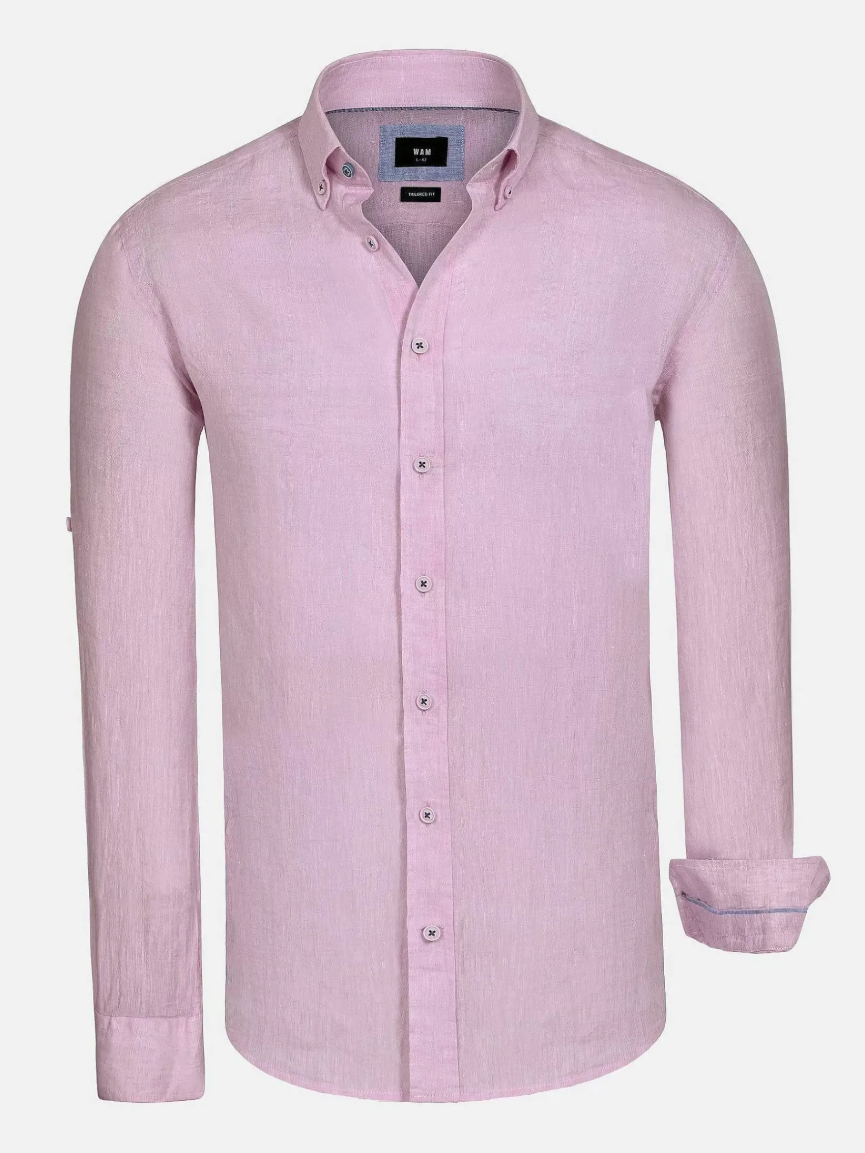 Redention Linen Pink Overhemd Lange Mouw