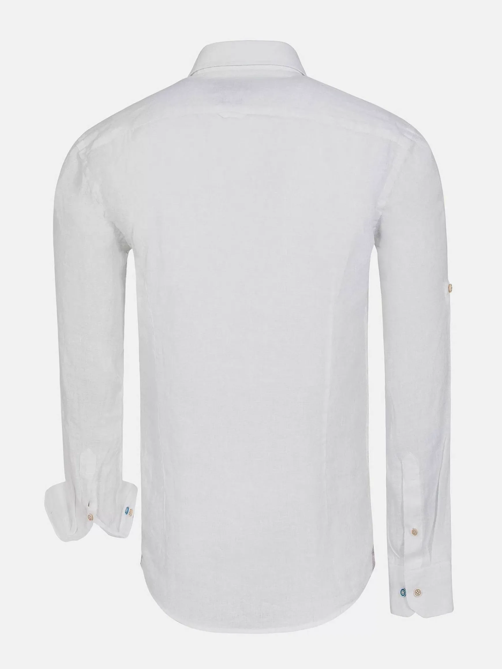 Redention Linen White Overhemd Lange Mouw