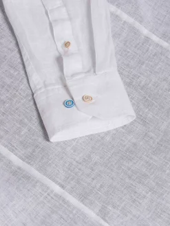 Redention Linen White Overhemd Lange Mouw