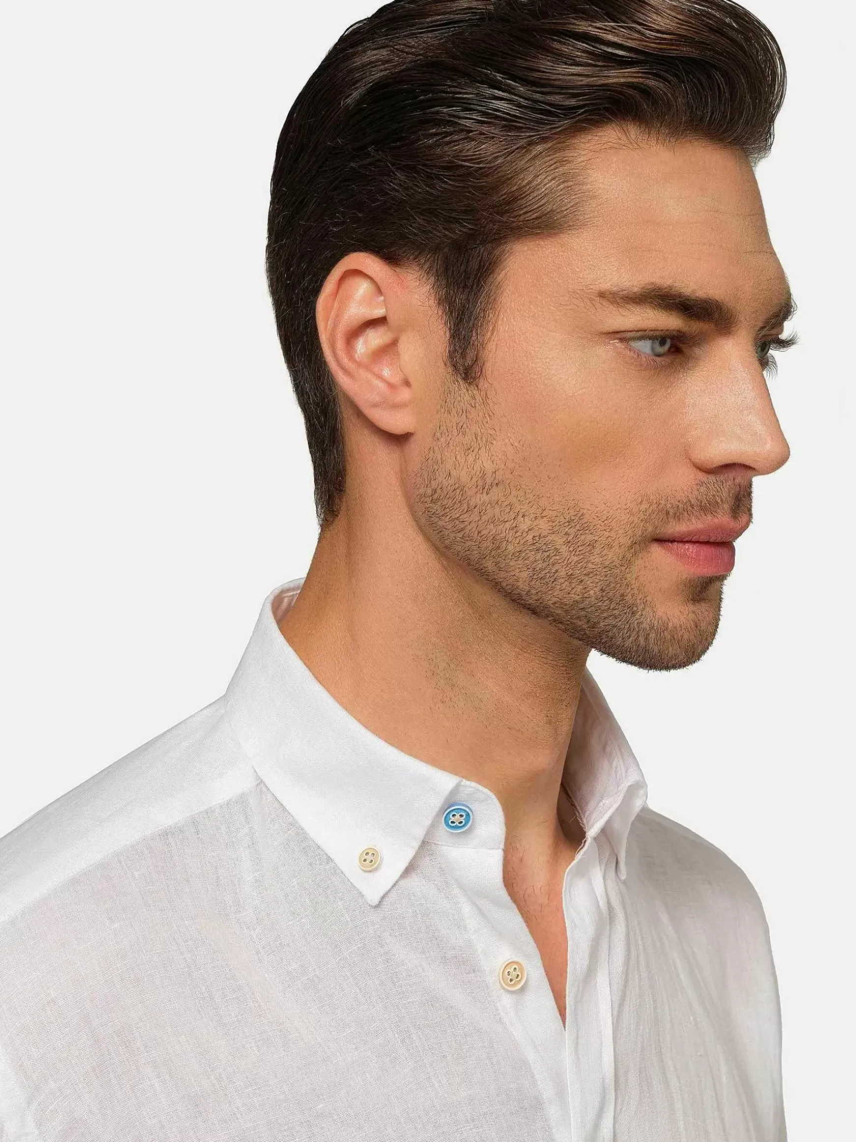 Redention Linen White Overhemd Lange Mouw