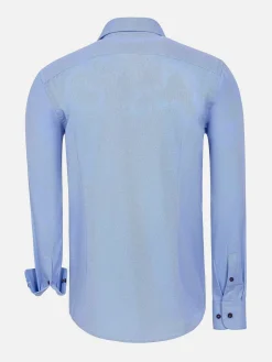 Redon Blue Poplin Plain Overhemd Longe Mouw