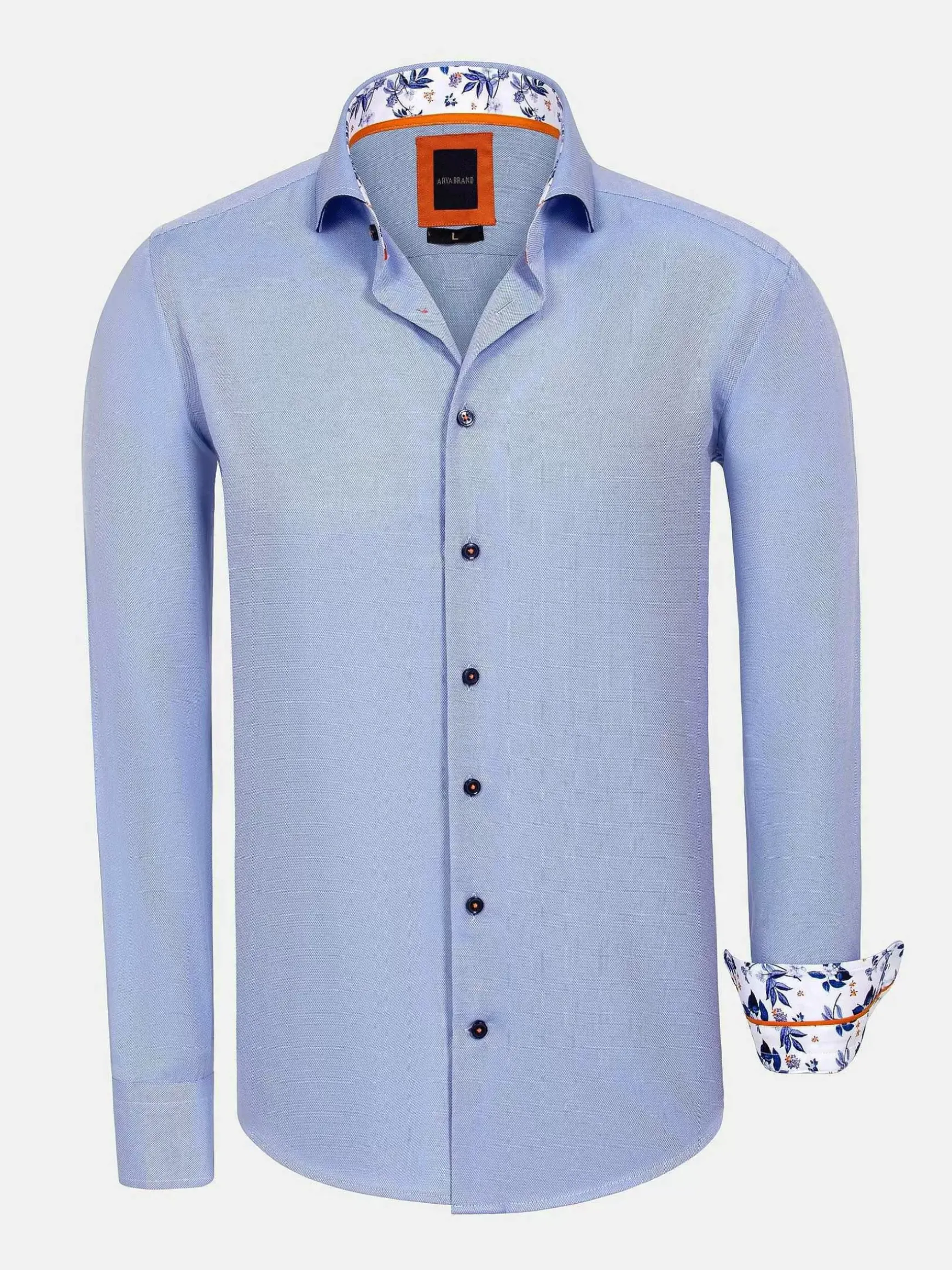 Redon Blue Poplin Plain Overhemd Longe Mouw