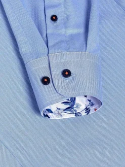 Redon Blue Poplin Plain Overhemd Longe Mouw